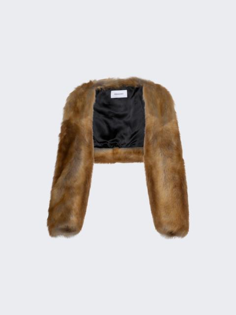 FERRAGAMO Shearling Bolero Coat Gold Fox