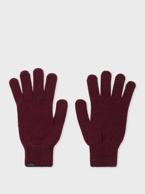 Paul Smith Burgundy Cashmere-Blend Gloves
