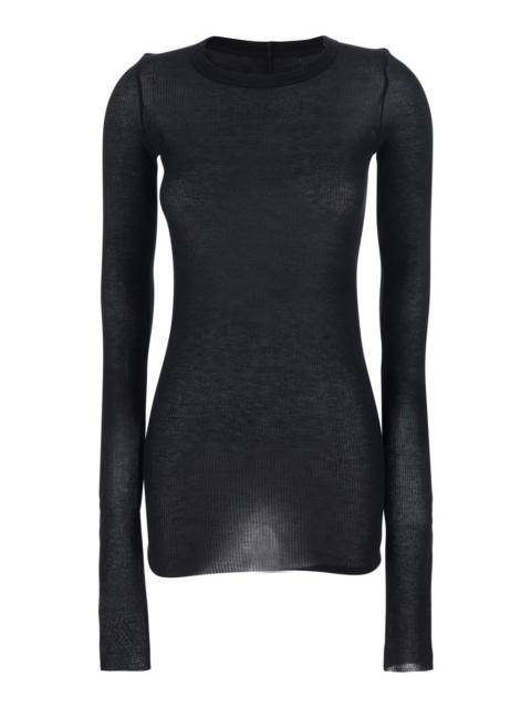 Rick Owens Rick Owens Women Black T-Shirt With Ribbed Design And Round Neck In Viscose And Silk Blend Woman