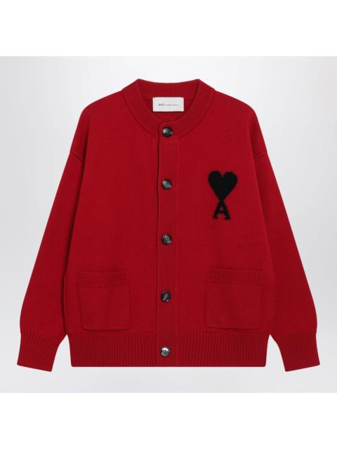 AMI Paris Ami Paris Ruby Red Ami De Coeur Merino Wool Cardigan Women