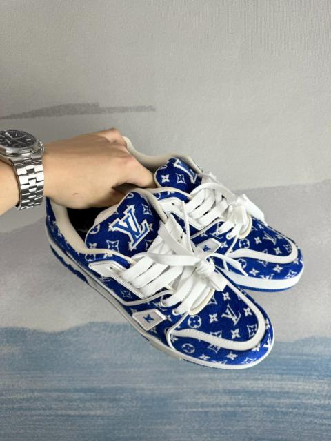 Louis Vuitton Louis Vuitton LV Trainer Blue and White Velvet Monogram