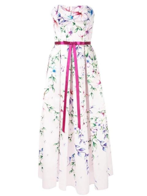 Other Designers Strapless Printed Mikado Corseted Gown