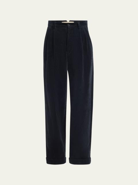 Men's Velvet Double-Pleated Pants