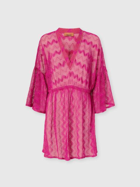 Missoni Cover-up dress in zig zag lamé viscose with wide sleeves