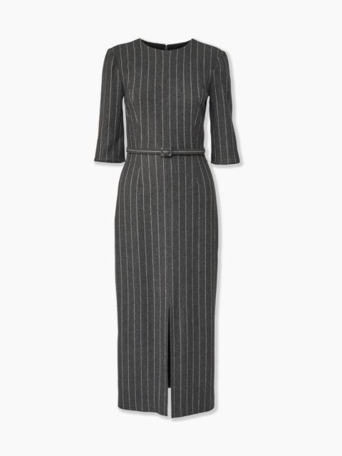 CAROLINA HERRERA Pinstripe Midi Dress with Belt