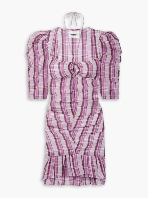 Isabel Marant Étoile Galdino ruched checked cotton-voile mini dress