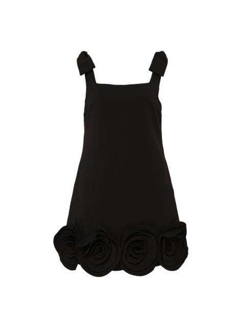 self-portrait Black Crepe 3D Flower Mini Dress