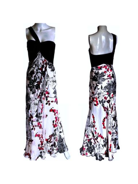 Other Designers Vintage DALIA Macphee Floral Chiffon Maxi Dress w/1-Diagonal Shoulder Strap