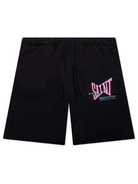 SAINT M×××××× RIBBON SAINT SWEATSHORTS - BLACK