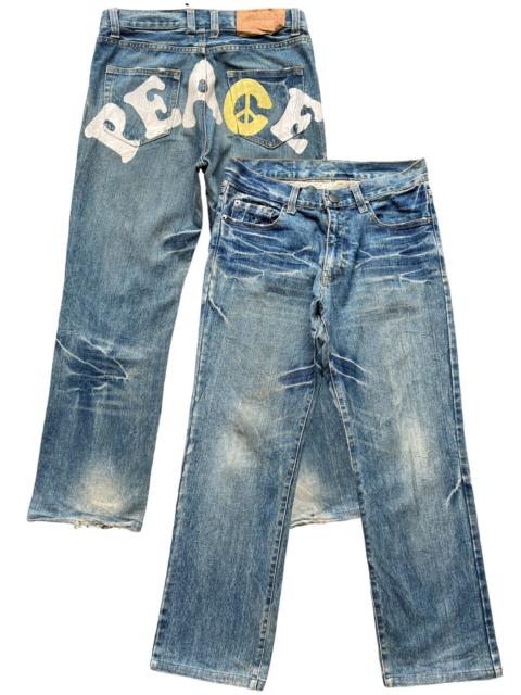 Other Designers Other - Peace Spellout Japanese Distressed Denim Jeans 33x29