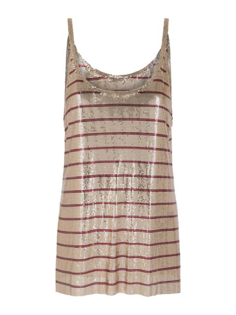 rabanne Striped Metallic Mesh Tank Top stripe