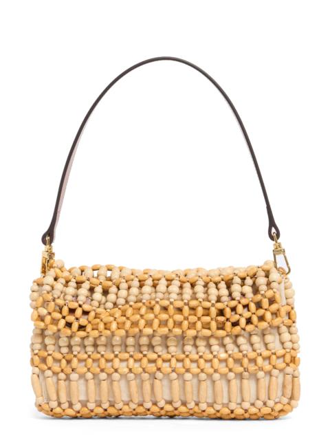 STAUD STAUD Timmy Beaded Shoulder Bag in Natural Wood Beads at Nordstrom