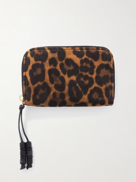 HUNTING SEASON Bead-embellished Leather-trimmed Leopard-print Suede Wallet