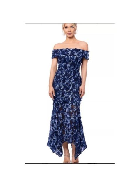 Other Designers NWT XSCAPE Off-The-Shoulder
Embroidered 3D Floral Lace Midi
Dress Navy Sz 4 $298