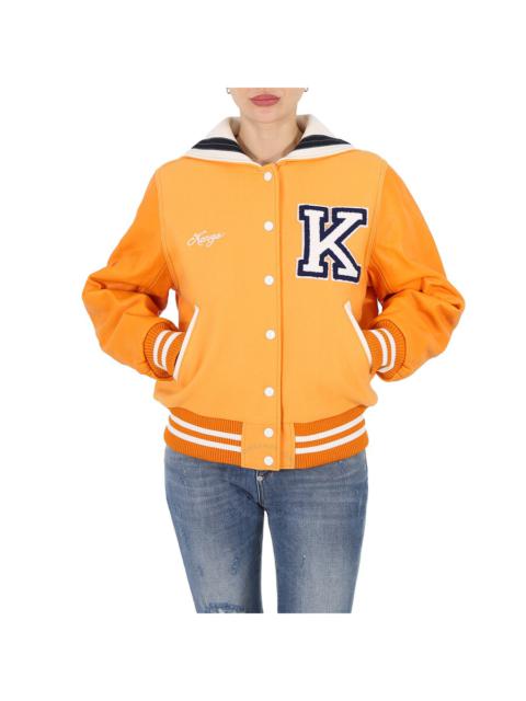 Kenzo Ladies Apricot Varsity Wool And Leather Jacket