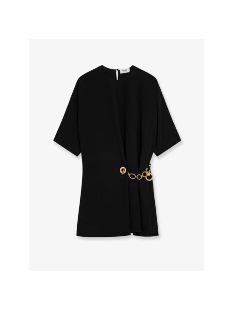 CELINE CELINE $3200 Black Cady Wrap Dress New & Authentic (Women's