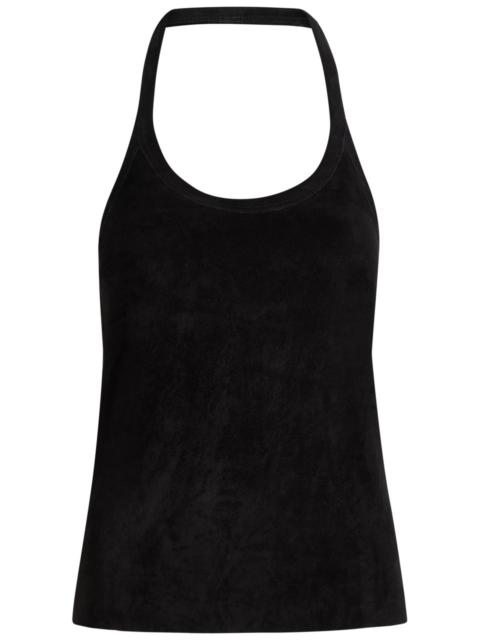 STOULS Stouls Cherry Halterneck Stretch-suede top