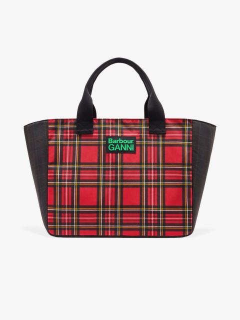 GANNI RED TARTAN TOTE