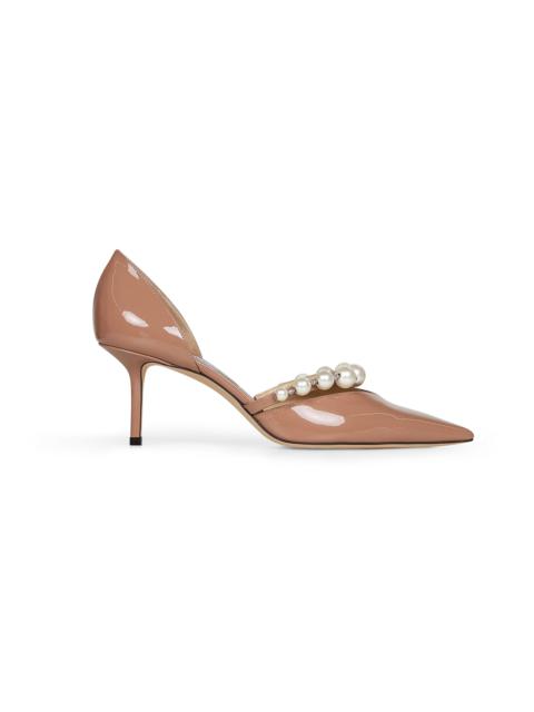 JIMMY CHOO Nude patent leather Aurelie 65 pumps