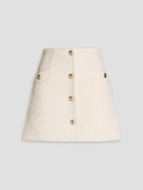Sandro Button-embellished brushed tweed mini skirt