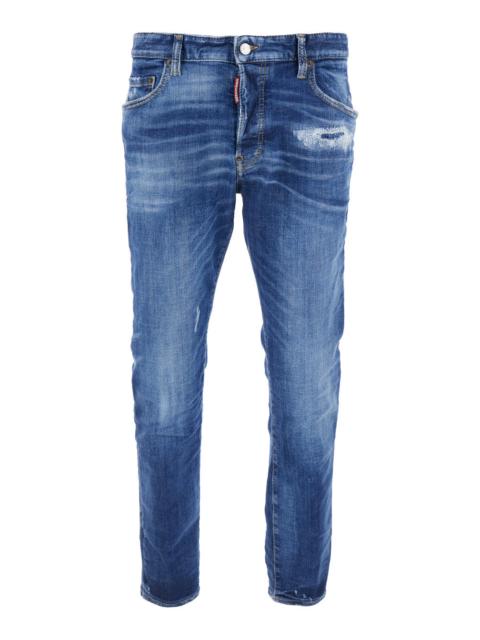 DSQUARED2 Dsquared2 Men Blue Jeans With Ripped Details And Logo Patch On The Rear In Denim Man