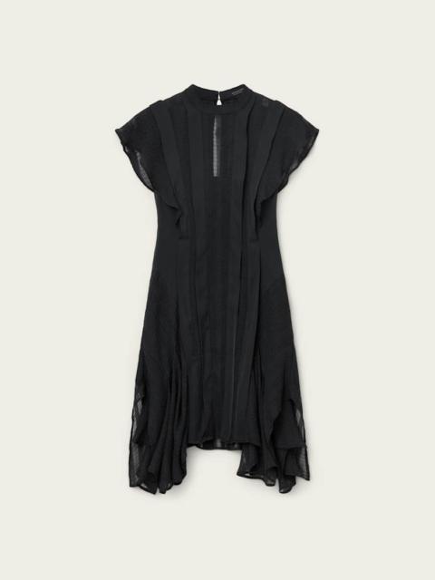 ALLSAINTS FLEUR TEXTURED ASYMMETRIC HEM DRESS