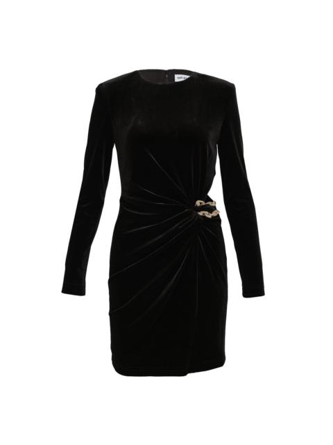 self-portrait Black Velvet Embellished Mini Dress