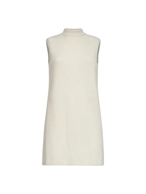 Jil Sander Long ivory ribbed knit vest