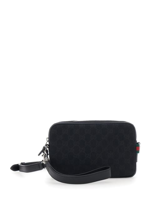 GUCCI Gucci Men Black Crossbody Bag With All-Over Gg Motif In Fabric Man