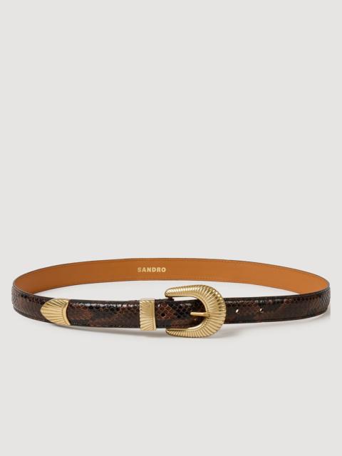 Sandro PYTHON-EFFECT LEATHER BELT