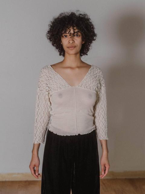 BASERANGE Nehru Long Sleeve Tee - Lace & Wool