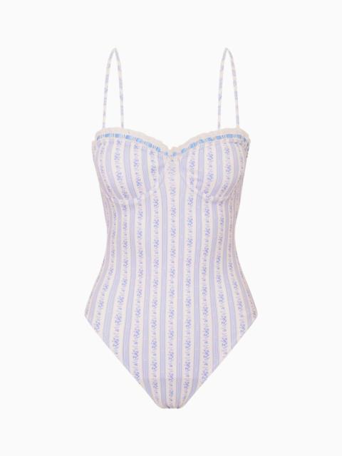 LoveShackFancy Brooksie Floral Striped One-Piece Swimsuit
