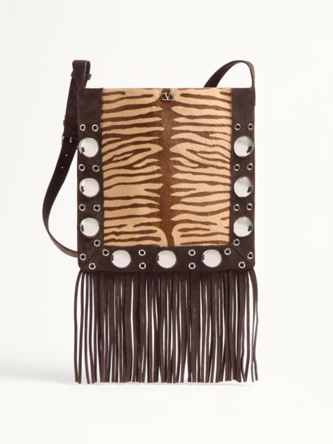 Valentino VALENTINO GARAVANI NELLCÔTE SHOULDER BAG IN ANIMALIER PONY-EFFECT CALFSKIN WITH FRINGES