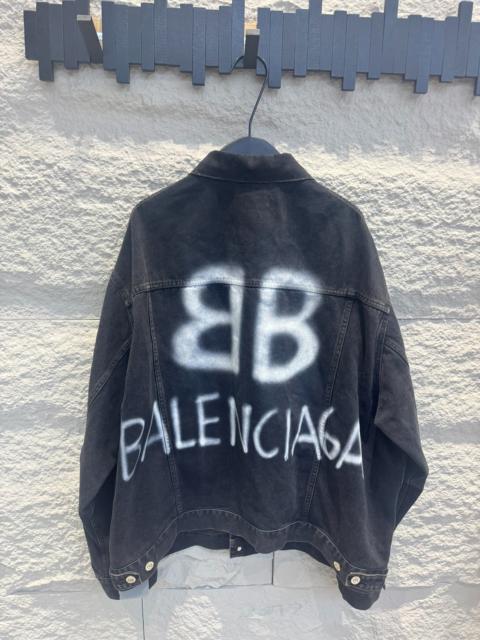 BALENCIAGA Balenciaga Spray Paint Logo Denim Jacket Black