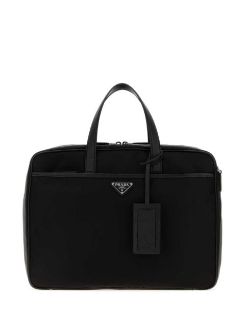 Prada Prada Men Black Canvas Briefcase