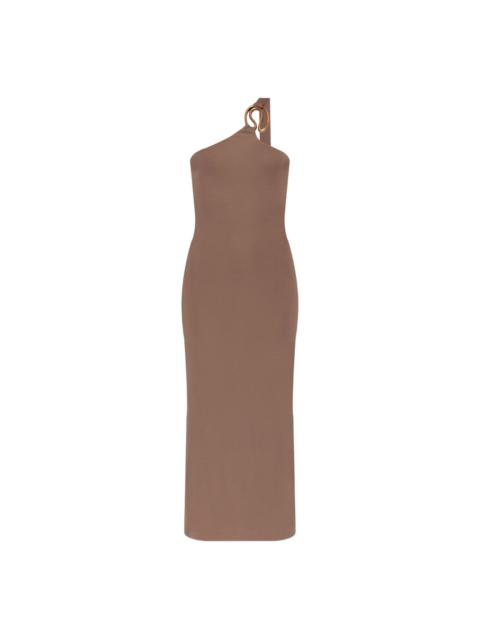Chani asymmetric neckline midi dress