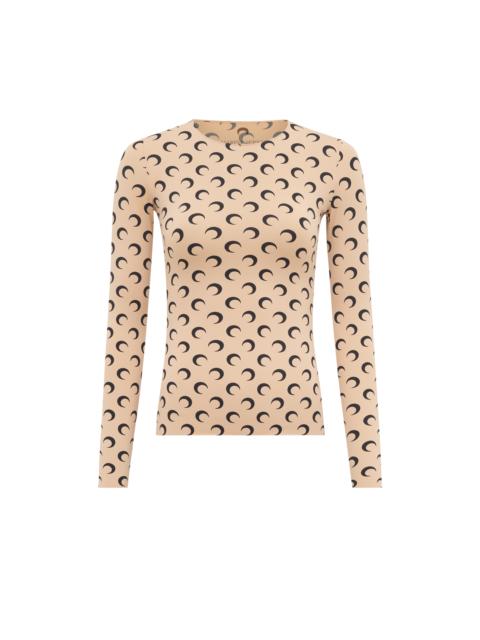 Marine Serre Moon Printed Jersey Second Skin Crewneck Top