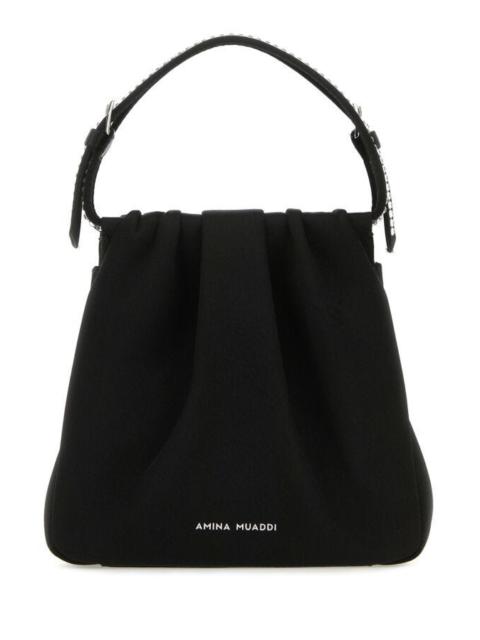 Amina Muaddi Women Black Satin Vittoria Crystal Handbag