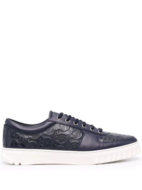 Gancini-embossed leather sneakers