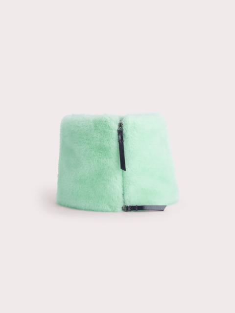 BY FAR FLETCHER NECK WARMER MINT FAUX FUR