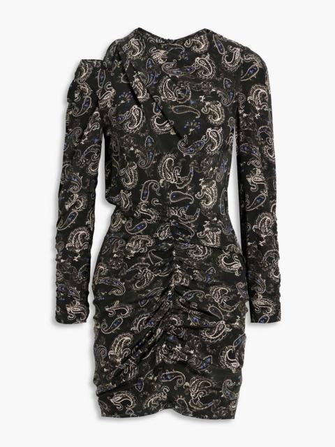Isabel Marant Tosca ruched paisley-print silk crepe de chine mini dress