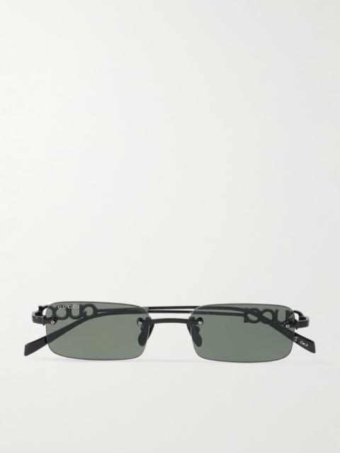 GUCCI Square-Frame Metal Sunglasses Black