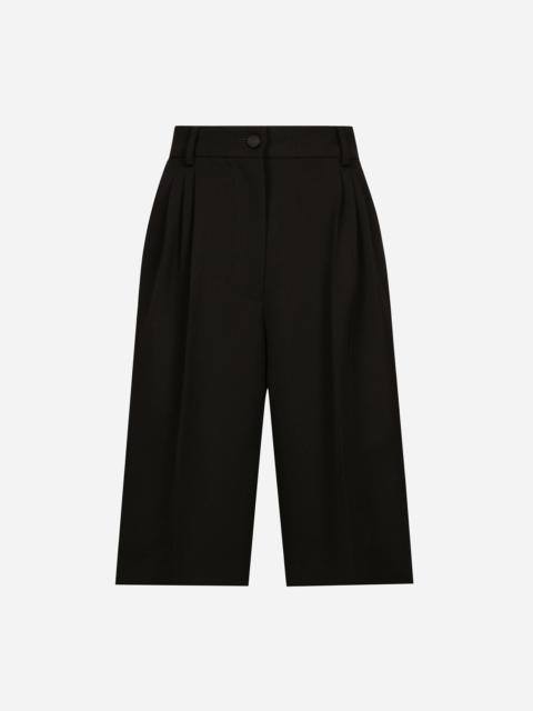 Wool gabardine tuxedo Bermuda shorts