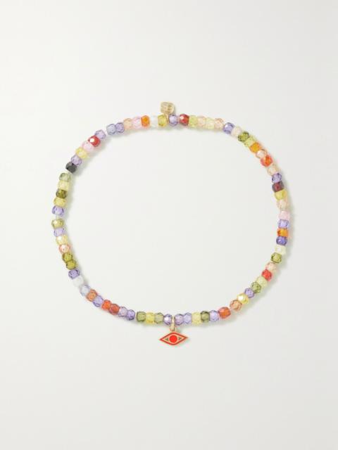 SYDNEY EVAN Mini Evil Eye 14-karat gold, enamel and zirconia bracelet Gold