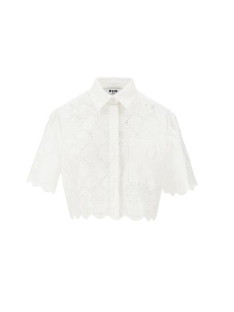 MSGM BRODERIE ANGLAISE CROPPED SHIRT