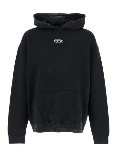Diesel Diesel Men Black Hoodie With Logo Patch On The Front And Faded Effect In Cotton Man