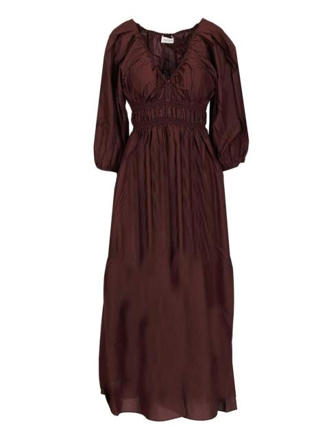 MATTEAU Shirred Plunge Button Dress Dresses Bordeaux