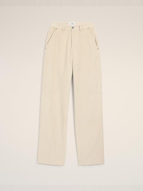AMI Paris WHITE COTTON LARGE FIT TROUSERS