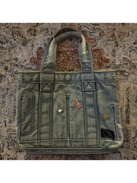 PORTER Deeper vintage distressed denim nylon tote bag boro Japan