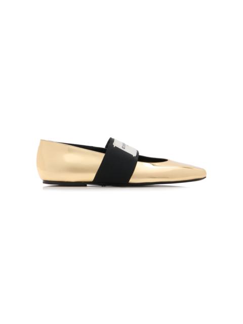Givenchy Logo-Embellished Metallic Leather Ballet Flats gold